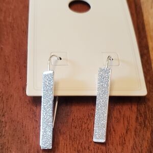 Silver Glitter Bar Earrings